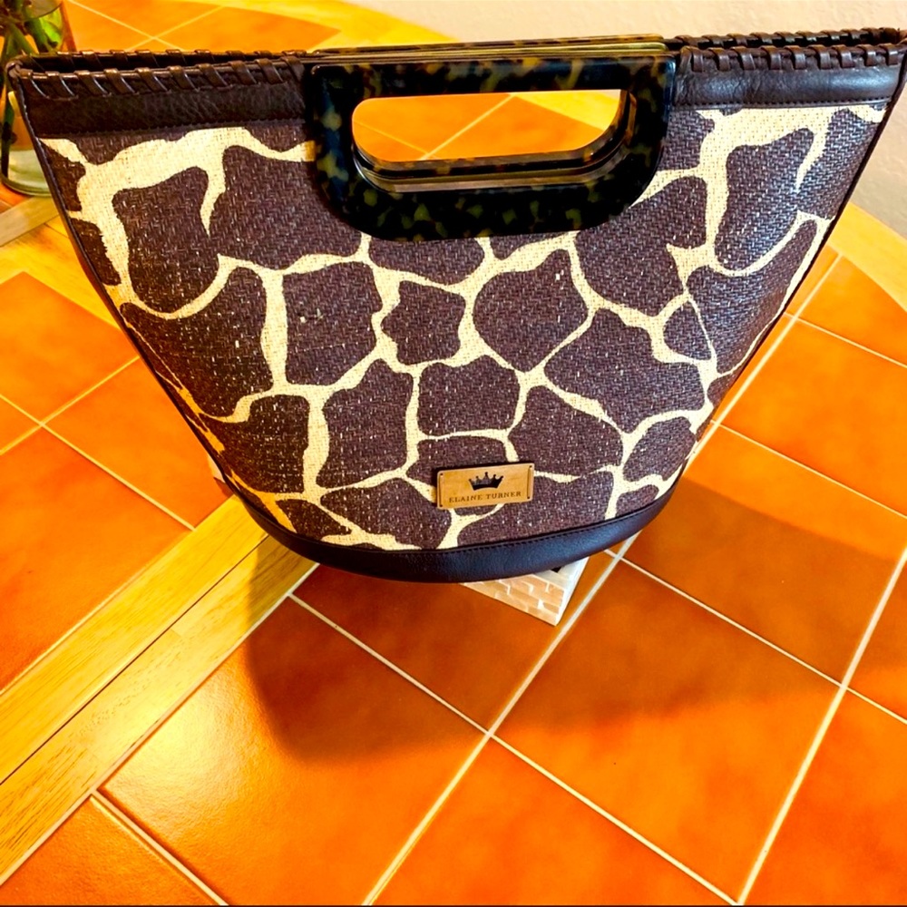 Elaine Turner GABBY GIRAFFE  🦒🦒 Raffia/ leather